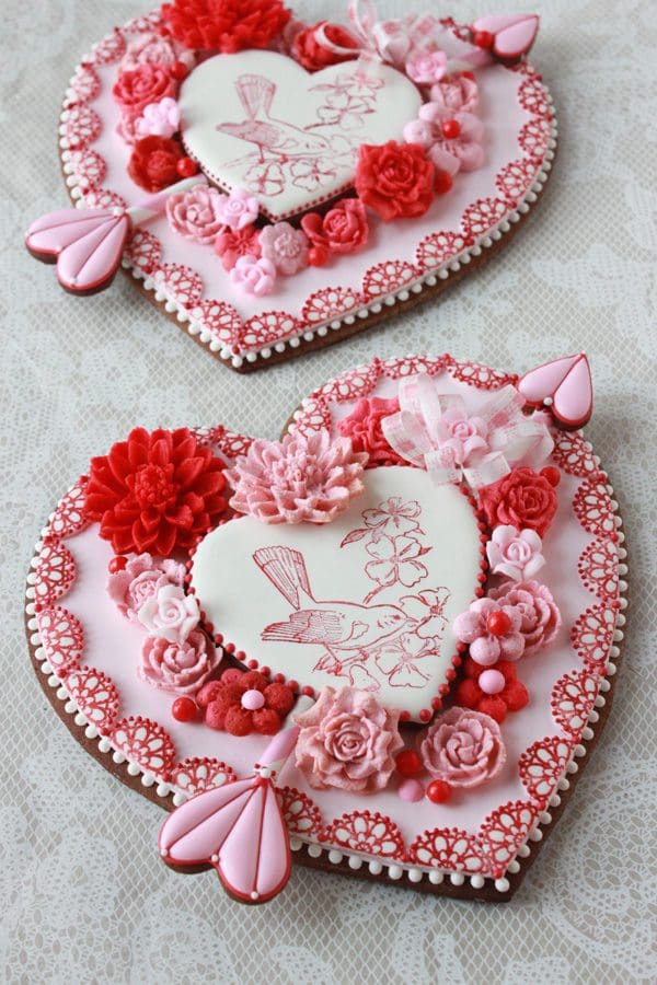 More Embossed Cookie Hearts in Traditional Valentine’s Red