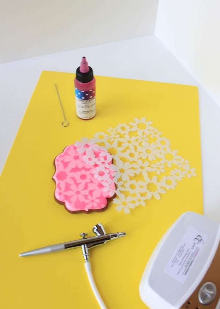 First Step: Airbrush Through A Floral Stencil