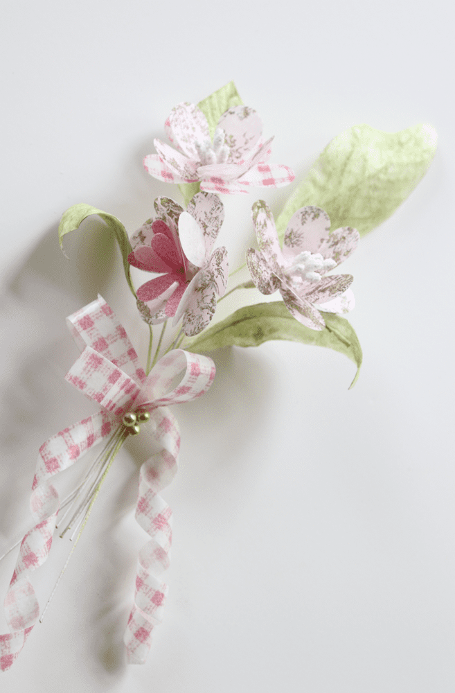 Wafer Paper Leaves Tied Up With More Wafer Paper - Flowers Plus Bow!