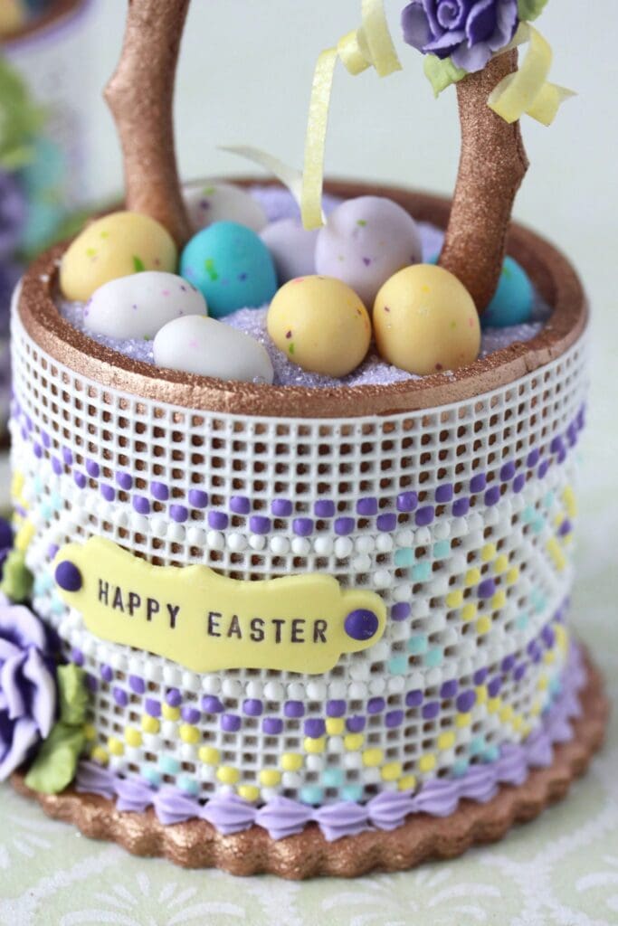 Easter Basket with Plaque Closeup - 3-D Cookies Gallery