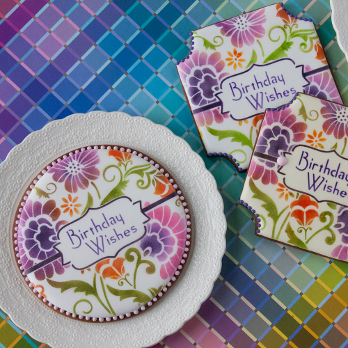 Birthday Wishes - Square - Stenciled Cookies Gallery