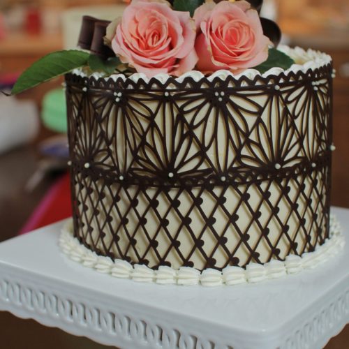 Chocolate Lace-Wrapped Cake - Photo by Kat Touschner - Other Sweets