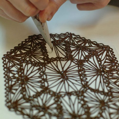 Chocolate Lace Doily Getting Piped - Other Sweets