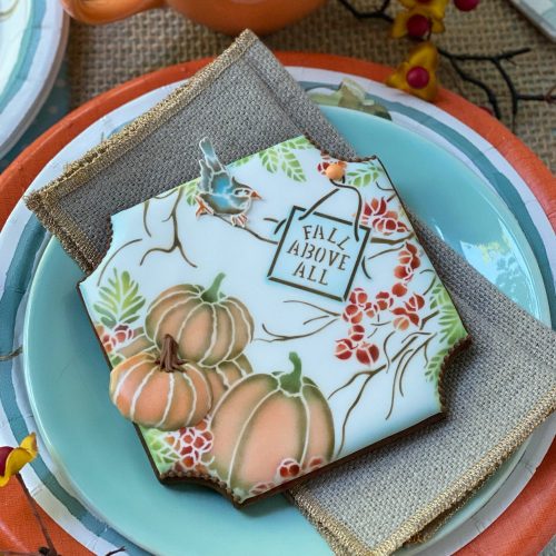 Bird Fondant Appliqué and Pumpkin Royal Icing Transfer