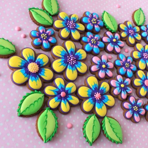 Simple Marbled Daisies - 2-D Cookies Gallery
