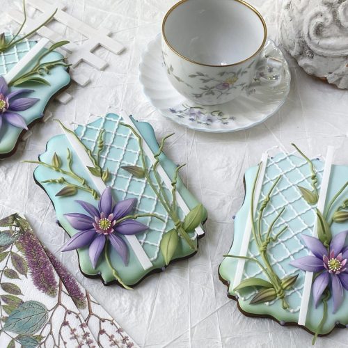 Clematis Cookies - Horizontal Closer - 2-D Cookies Gallery
