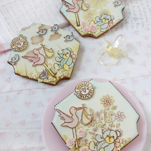 Stork and Teddy Trio Vertical Brighter - 2-D Cookies Gallery