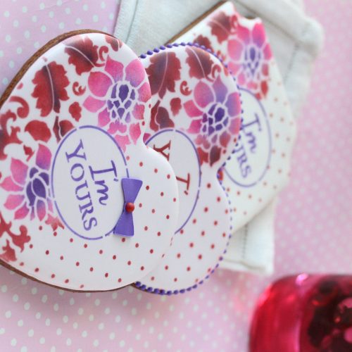 I'm Yours -Closeup on Pink Paper - Stenciled Cookies Gallery