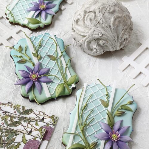 Clematis Cookies - Trio Vertical - 2-D Cookies Gallery