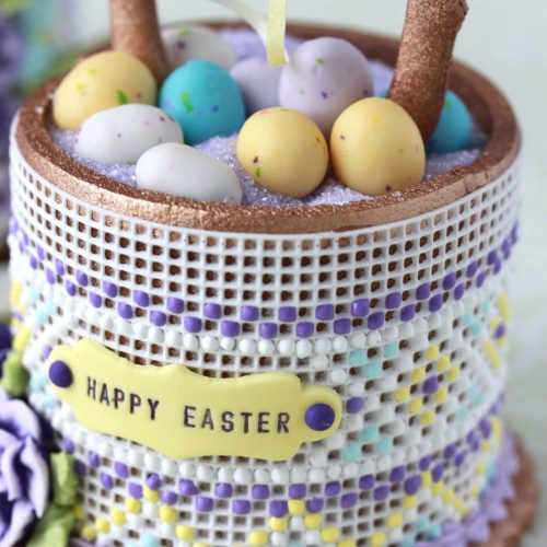 Easter Basket with Plaque Closeup - 3-D Cookies Gallery