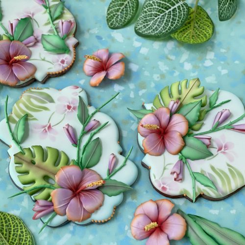 Hibiscus Cookies - Duo with More Context - 2-D Cookies Gallery