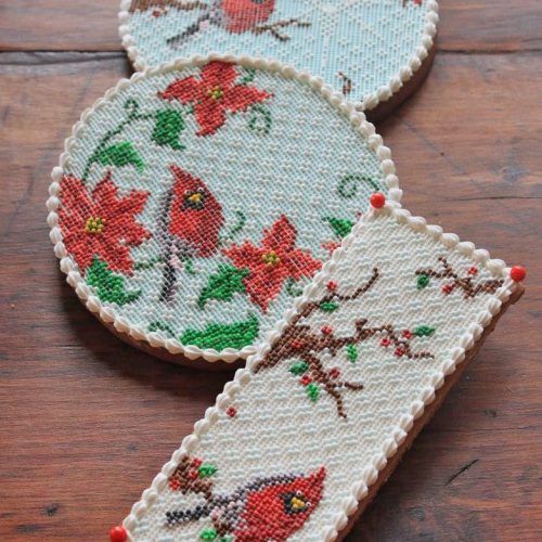 Needlepoint Bird Cookies Final Redo - Gallery - 2-D Cookies
