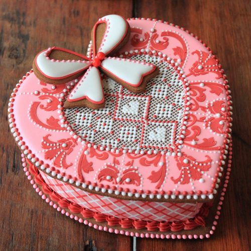 Needlepoint Heart Box Square Darker - Gallery - 3-D Cookies