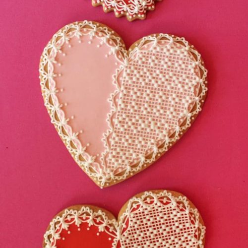 Needlepoint Hearts Vertical - Gallery - 2-D Cookies