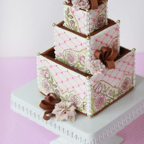 Pink Box Wedding Cake Brighter - Gallery - 3-D Cookies