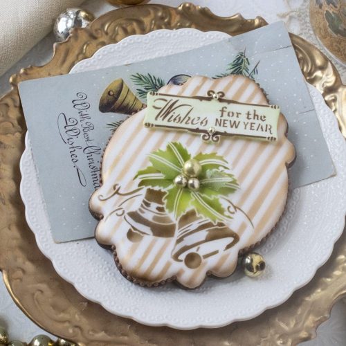 Joyeux Noel - Square Message 3 Bell - Stenciled Cookies Gallery