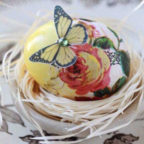 Single Yellow Decoupage Egg - Parties
