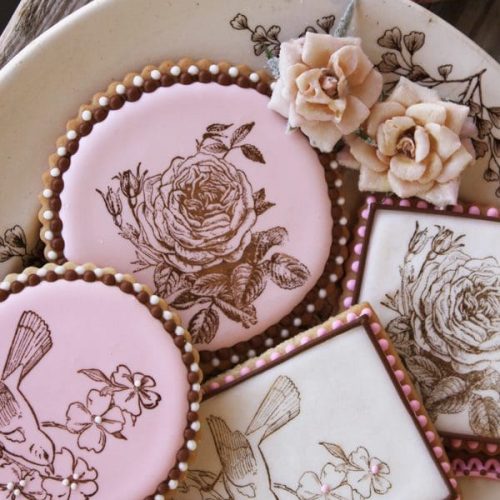 Brown Transferware Closeup - Brighter - 2-D Cookies Gallery