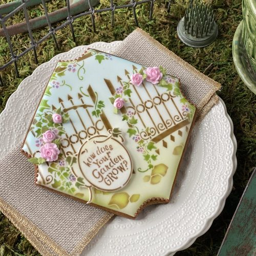 How Does Your Garden Grow - Namesake Message - Stenciled Cookies Gallery