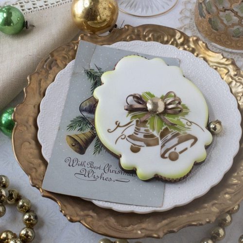 Joyeux Noel - Square No Message Plain Bell - Stenciled Cookies Gallery